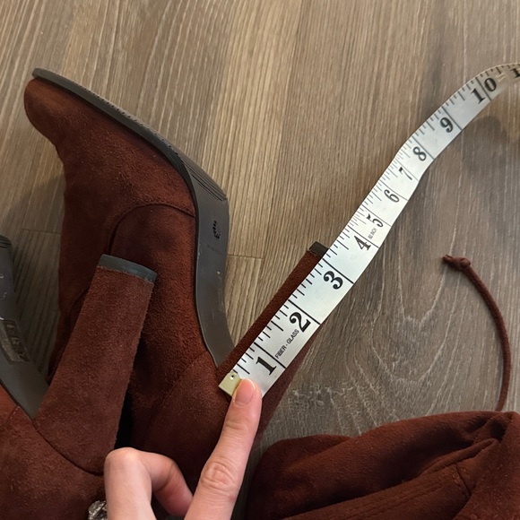 Stuart weitzman stretch suede dark maroon red highland thigh high heeled boots - Picture 7 of 9
